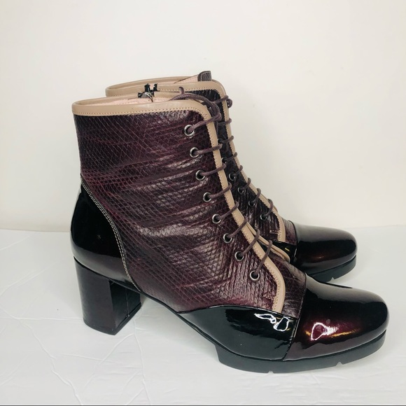 Fellini Sz 40EU/ 9.5-10US Women’s Boots Burgundy Leather Upper/Leather Lining - Picture 2 of 14